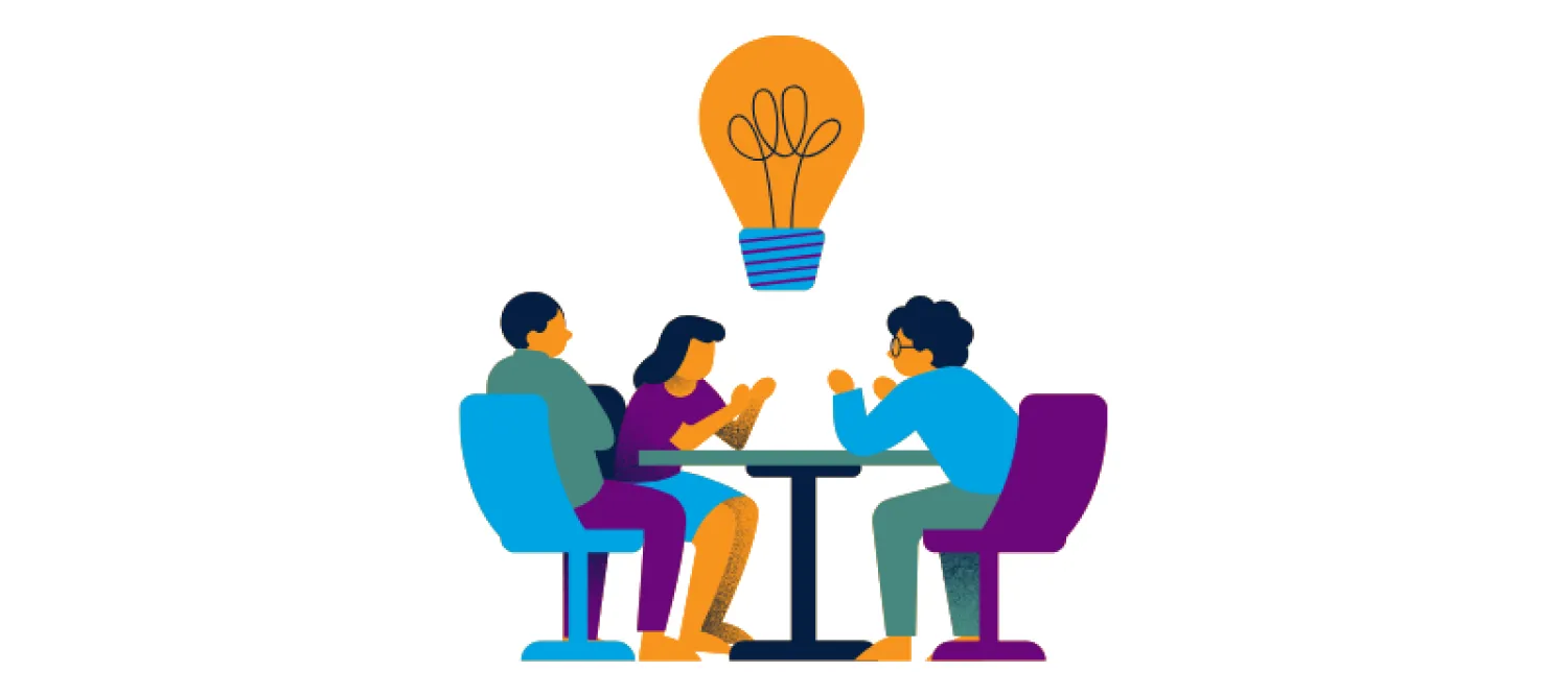 Researchers discussing ideas