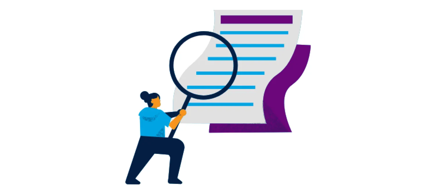 Magnifying glass on a document