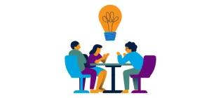 Researchers discussing ideas